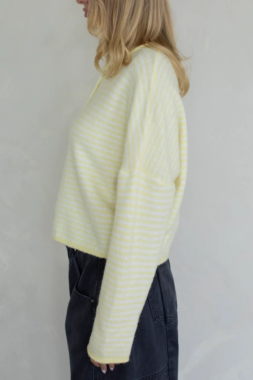 Church Girl Knit - Butter Yellow Stripe - Image 3