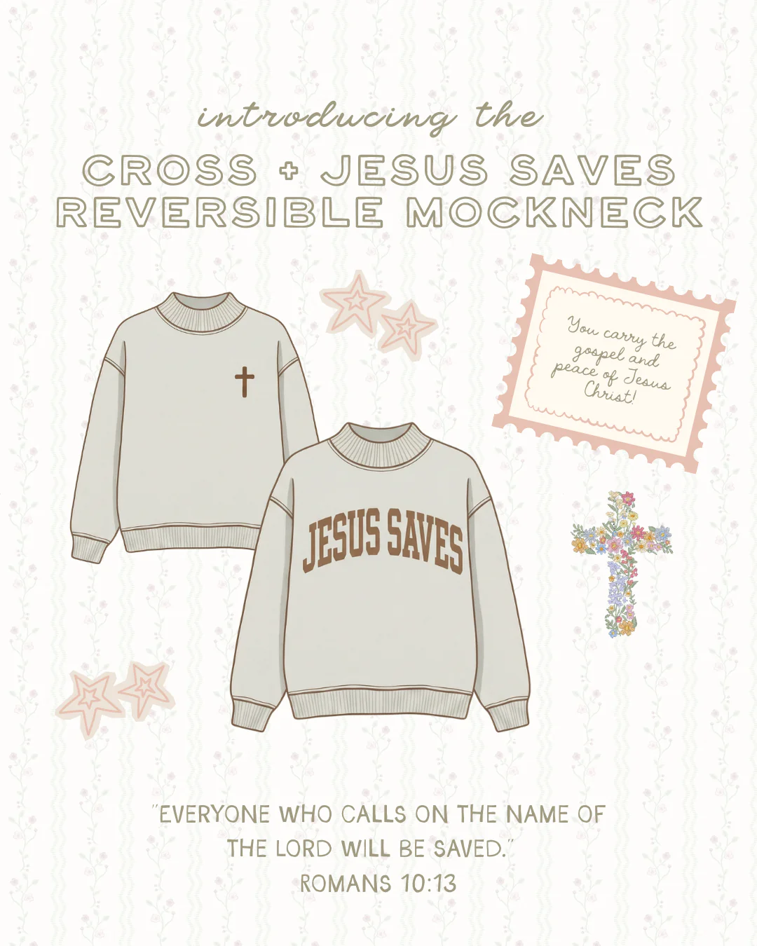 Cross + 'Jesus Saves' Reversible Mockneck - Image 4