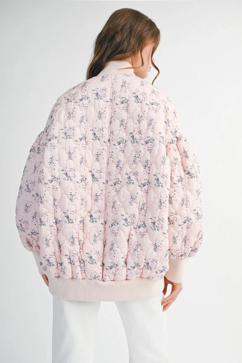 Floral Bomber Jacket - Mauve - Image 3