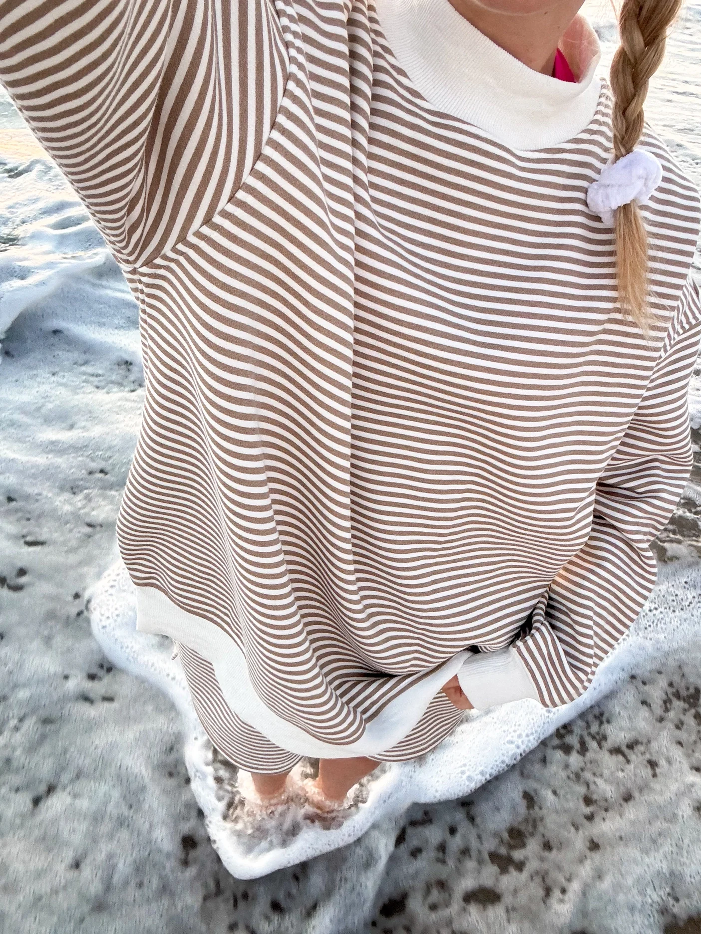 Rosaline Stripe Mockneck - Brown - Image 2