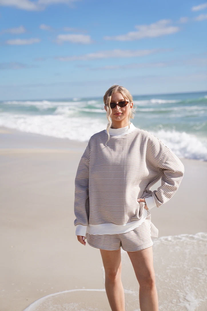 Rosaline Stripe Mockneck - Brown - Image 3