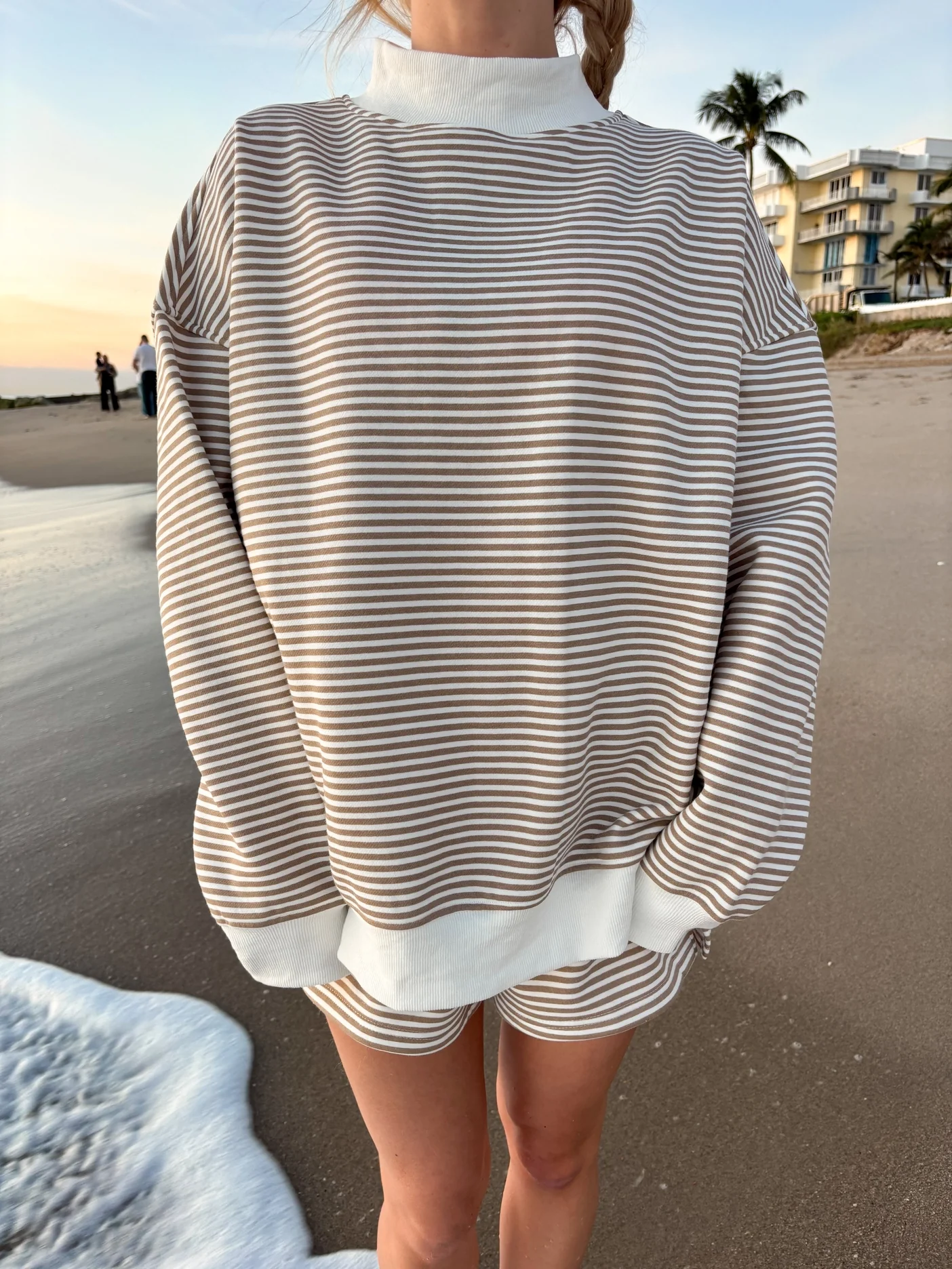 Rosaline Stripe Mockneck - Brown - Image 4