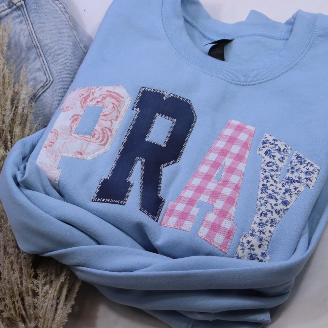 Pray Patchwork Crew - Blue - Image 3