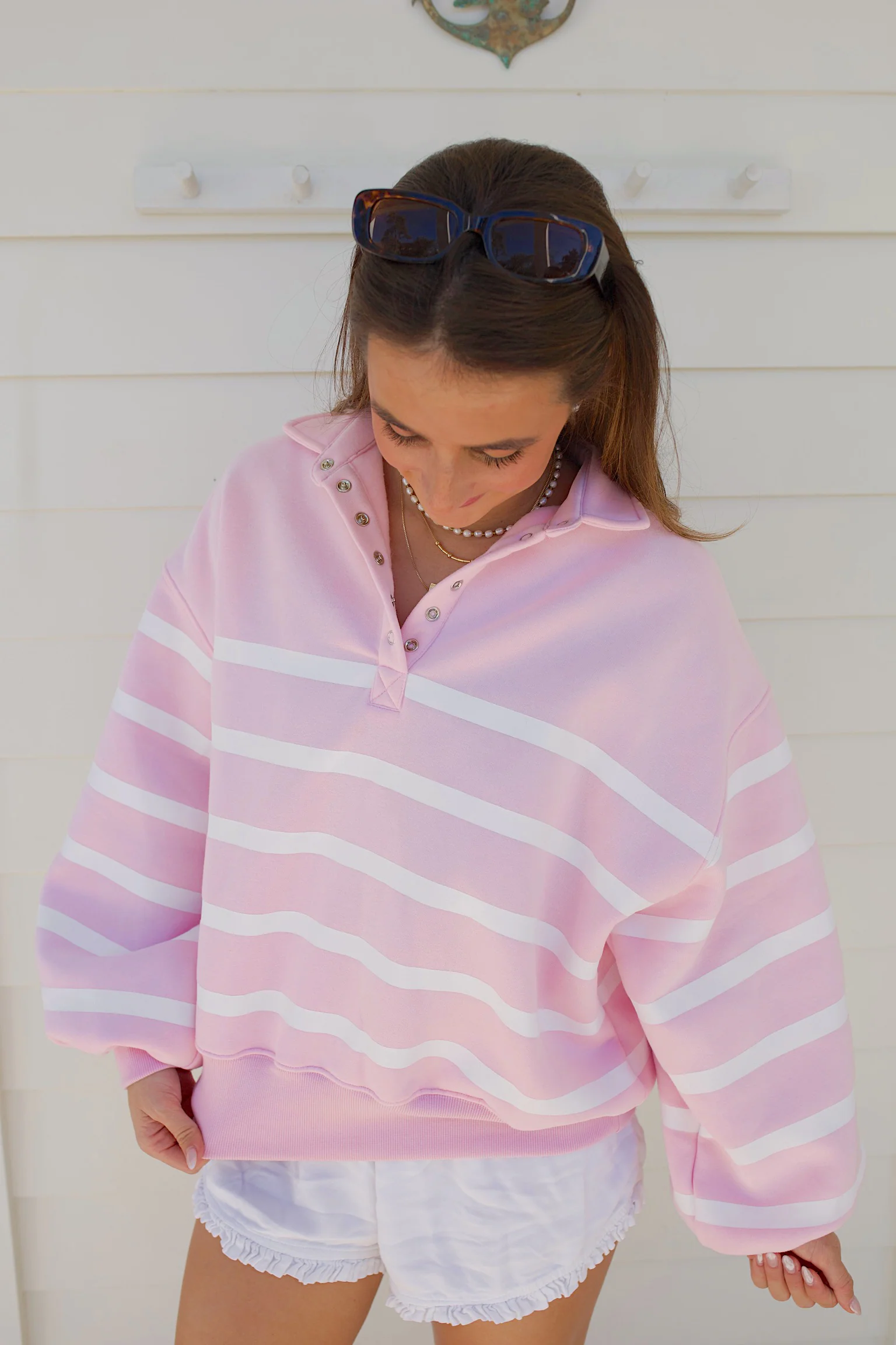 Preppy Pink Stripe Pullover - Image 3